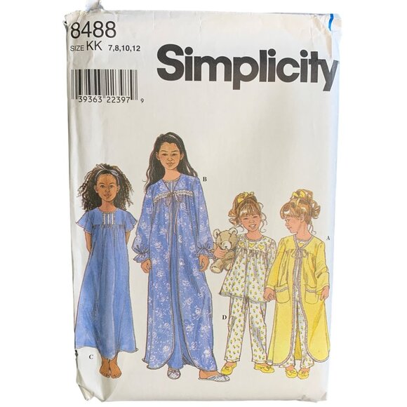 Simplicity Girls Sleepwear Sewing Pattern Sz 7-12 8488 - Uncut - Picture 1 of 4